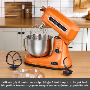 Karaca Pro Artisan Tartılı Dijital Ekran Zaman Ayarlı Döküm Hamur Yoğurma Makinesi  Sunburnt Glow 5L görseli 3