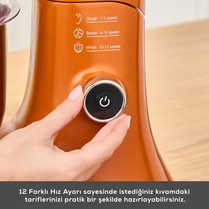 Karaca Pro Artisan Tartılı Dijital Ekran Zaman Ayarlı Döküm Hamur Yoğurma Makinesi  Sunburnt Glow 5L görseli 4