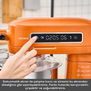 Karaca Pro Artisan Tartılı Dijital Ekran Zaman Ayarlı Döküm Hamur Yoğurma Makinesi  Sunburnt Glow 5L görseli 7