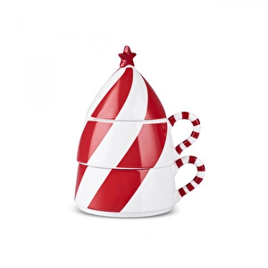 Karaca New Year Yılbaşı Ağacı Kupa Seti Kırmızı 400 Ml görseli 5