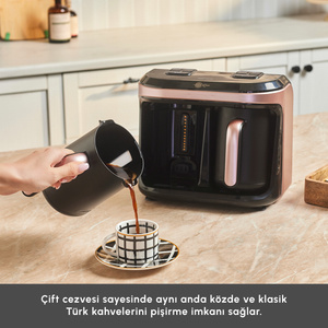 Karaca Hatır Hüp Düet Aroma İkili 10 Fincan Kapasiteli Türk Kahve Makinesi Rosegold görseli 5
