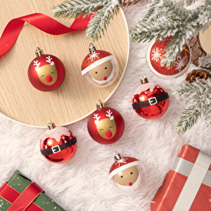 Karaca 10'lu Set Top Santa Ağaç Süsü  6 cm görseli 3