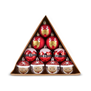 Karaca 10'lu Set Top Santa Ağaç Süsü  6 cm görseli 2