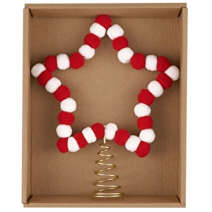 Karaca Home Karaca Yıldız Ağaç Başlığı Kırmızı ve Beyaz 22 x 5.5 x 27 cm
