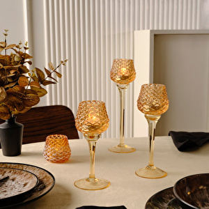 Karaca Home Karaca Pinecone Ayaklı Mumluk Amber 8x8x26,5 cm