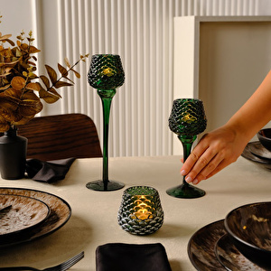 Karaca Home Pinecone Ayaklı Mumluk Yeşil 8x8x26,5 cm görseli 3
