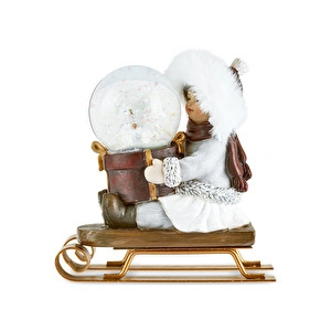 Karaca Home Child Rides A Sleigh Kar Küresi 10x6,5x11 Cm görseli 2