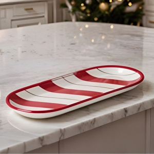 Karaca New Year Yılbaşı Stripe Kayık Tabak 28 Cm  görseli 4