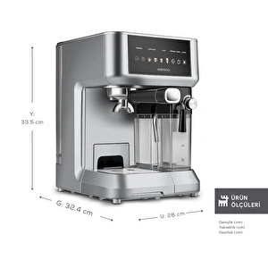 Karaca MyCaffe Barista S10 Entegre Süt Hazneli, Espresso, Latte ve Cappuccino Makinesi Galaxy Grey görseli 2