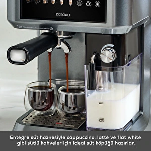 Karaca MyCaffe Barista S10 Entegre Süt Hazneli, Espresso, Latte ve Cappuccino Makinesi Galaxy Grey görseli 5