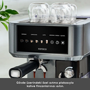 Karaca MyCaffe Barista S10 Entegre Süt Hazneli, Espresso, Latte ve Cappuccino Makinesi Galaxy Grey görseli 9