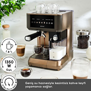 Karaca MyCaffe Barista S10 Entegre Süt Hazneli, Espresso, Latte ve Cappuccino Makinesi Walnut Brown görseli 3
