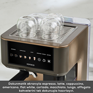 Karaca MyCaffe Barista S10 Entegre Süt Hazneli, Espresso, Latte ve Cappuccino Makinesi Walnut Brown görseli 9