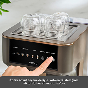 Karaca MyCaffe Barista S10 Entegre Süt Hazneli, Espresso, Latte ve Cappuccino Makinesi Walnut Brown görseli 6