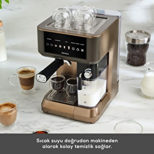 Karaca MyCaffe Barista S10 Entegre Süt Hazneli, Espresso, Latte ve Cappuccino Makinesi Walnut Brown görseli 10