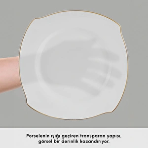 Karaca Square Bone Beyaz Altın 53 Parça 12 Kişilik Yemek Takımı  görseli 6