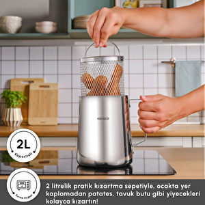 Karaca Mutfaksever Çelik Kızartma Potu 2L  görseli 5