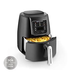 Karaca Air Pro Cook Köz Steel XL Çelik Hazneli Airfryer Black Silver 4L görseli 1
