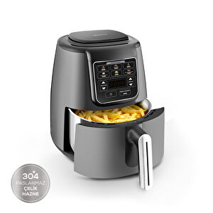 Karaca Air Pro Cook Köz Steel XL Çelik Hazneli Airfryer Space Gray 4L