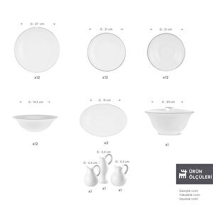 Karaca Fine Pearl Fame 55 Parça 12 Kişilik Yemek Takımı Platin 