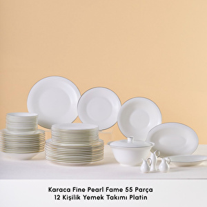 Karaca Fine Pearl Fame 55 Parça 12 Kişilik Yemek Takımı Platin 