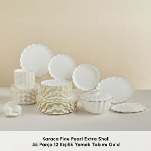 Karaca Fine Pearl Extra Shell 55 Parça 12 Kişilik Yemek Takımı Gold