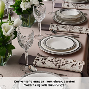 Karaca Royal Bone Kate 55 Parça 12 Kişilik Yemek Takımı Platin  görseli 4