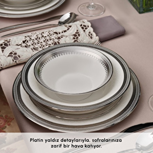 Karaca Royal Bone Kate 55 Parça 12 Kişilik Yemek Takımı Platin  görseli 5