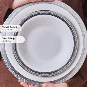 Karaca Royal Bone Kate 55 Parça 12 Kişilik Yemek Takımı Platin  görseli 8