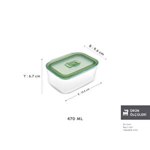 Karaca Green Dikdörtgen Cam Saklama Kabı 470 ml