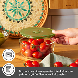 Karaca Green Yuvarlak Cam Saklama Kabı 850 ml