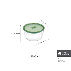 Karaca Green Yuvarlak Cam Saklama Kabı 2700 ml