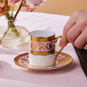 Karaca Gülfem 6 Kişilik Kahve Fincan Takımı Pembe 90 ml görseli 3