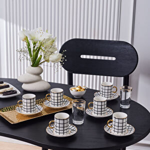 Karaca Perry Çizgili 6 Kişilik Kahve Fincan Takımı 90 Ml