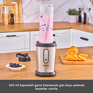 Karaca Smooth and Crush Personal Kişisel Smoothie Blender Inox görseli 4
