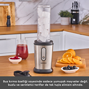 Karaca Smooth and Crush Personal Kişisel Smoothie Blender Inox görseli 5