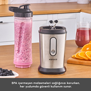 Karaca Smooth and Crush Personal Kişisel Smoothie Blender Inox görseli 6