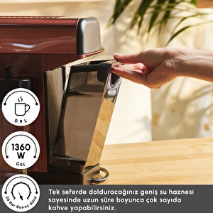 Karaca MyCaffe Barista S20 Entegre Süt Hazneli Otomatik Espresso ve Latte Makinesi Copper 900 ml 1360W görseli 5