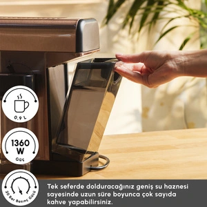 Karaca MyCaffe Barista S20 Entegre Süt Hazneli Otomatik Espresso ve Latte Makinesi Amber 900 ml 1360W görseli 5