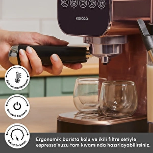 Karaca MyCaffe Barista S20 Entegre Süt Hazneli Otomatik Espresso ve Latte Makinesi Amber 900 ml 1360W görseli 8