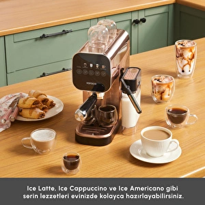 Karaca MyCaffe Barista S20 Entegre Süt Hazneli Otomatik Espresso ve Latte Makinesi Amber 900 ml 1360W