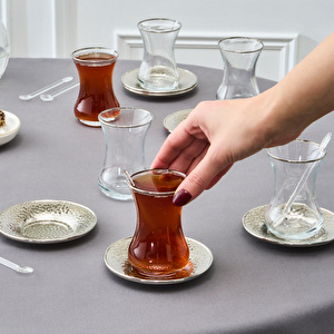 Karaca Ada 6 Kişilik 18 Parça Çay Seti Platin görseli 2