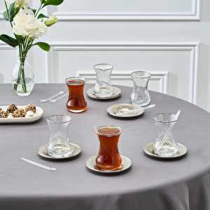 Karaca Ada 6 Kişilik 18 Parça Çay Seti Platin görseli 4