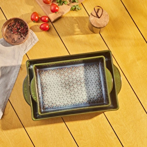 Karaca Culina Reaktif Fırın Kabı Yeşil 38 cm görseli 5