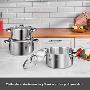 Karaca Magnus XLarge İndüksiyon Tabanlı 6 Parça Çelik Tencere Seti  görseli 4