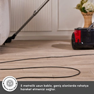 Karaca Vantuz Action Force X10 2 Lt Toz Torbasız Hazneli Elektrikli Süpürge Cherry Red 899 W görseli 10