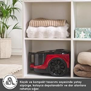 Karaca Vantuz Action Force X10 2 Lt Toz Torbasız Hazneli Elektrikli Süpürge Cherry Red 899 W görseli 11