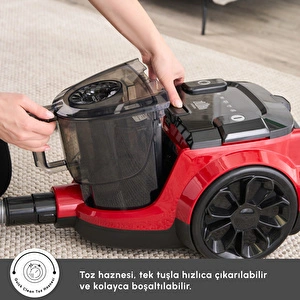 Karaca Vantuz Action Force X10 2 Lt Toz Torbasız Hazneli Elektrikli Süpürge Cherry Red 899 W görseli 12