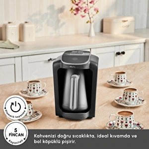 Karaca Hatır Neo 5 Fincan Kapasiteli Türk Kahve Makinesi Silver görseli 4