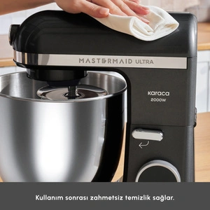 Karaca Mastermaid Chef Ultra D2000W Dijital Ekranlı Hamur Yoğurma Makinesi Matte Black 7L görseli 11